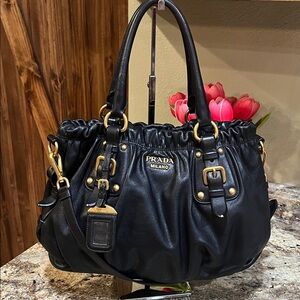 Prada EUC Vitello Daino Shoulder Bag With COA